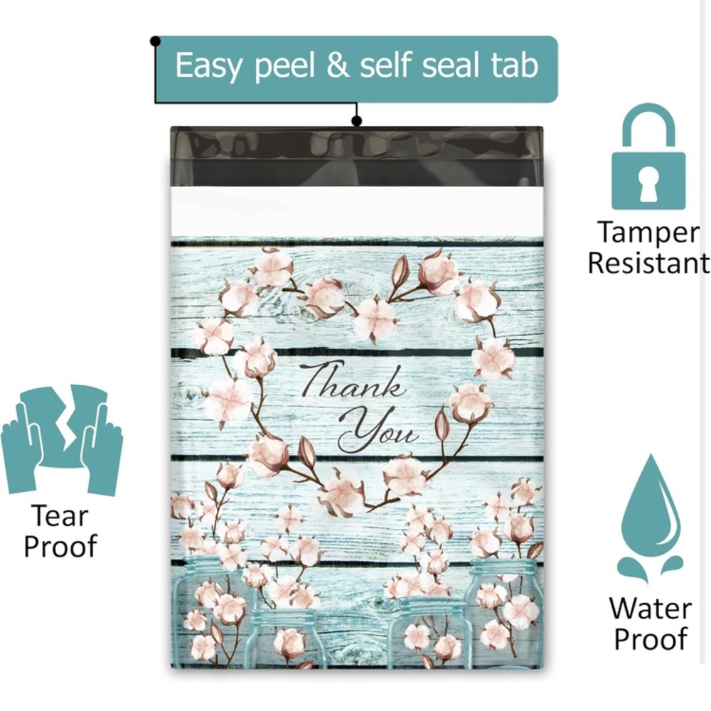 Set of 20 10x13 Cotton Heart Pink Blue Poly Mailers Shipping Packaging Gift